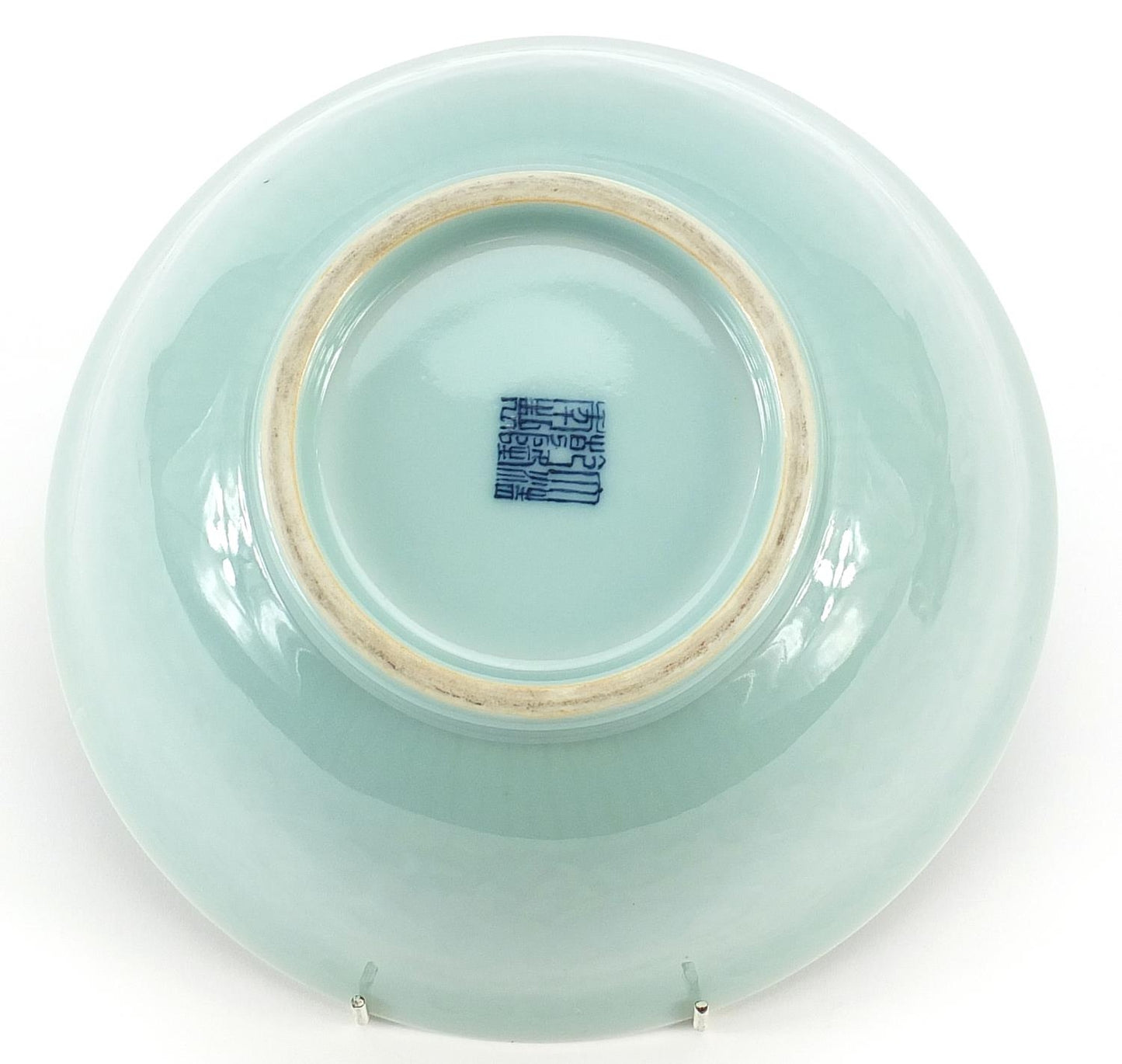 Chinese Celadon Porcelain Bowl on Carved Hardwood Stand - Objets de Vertu