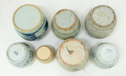 Collection of Chinese Blue and White Porcelain Ginger Jars, Qing Dynasty, 19th Century, 15.5CMS High; Six Other - Objets de Vertu