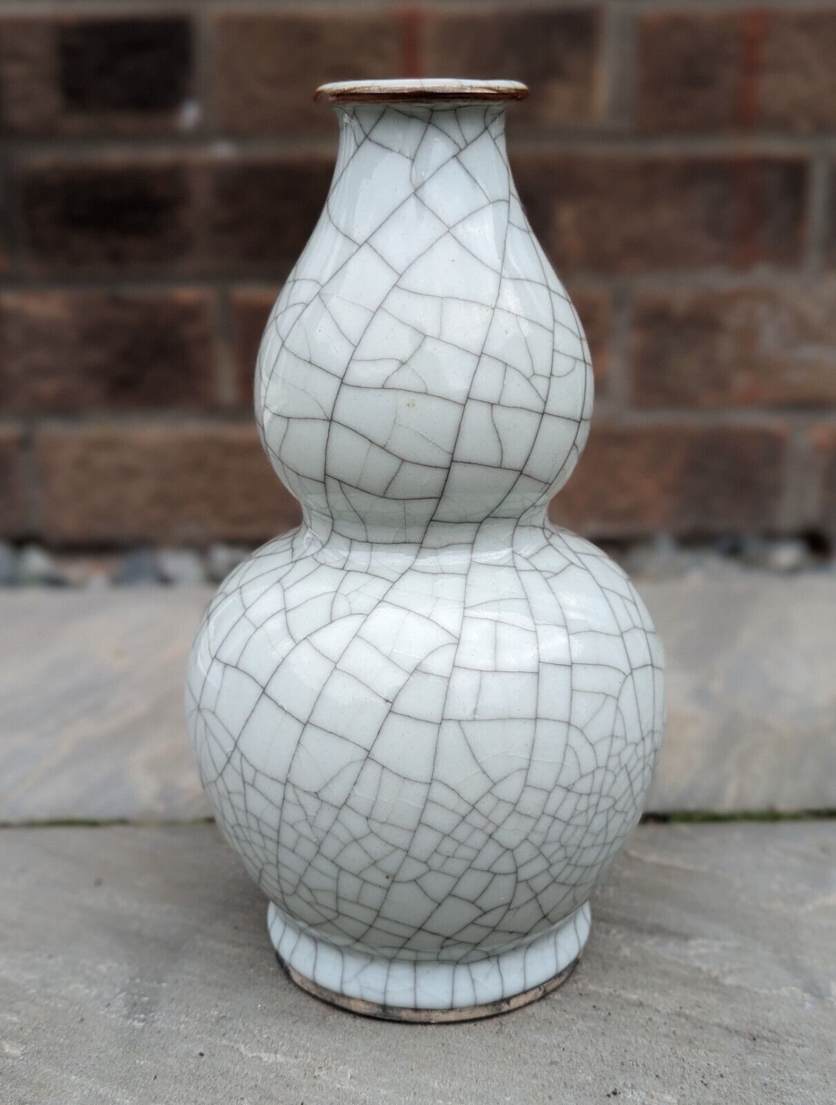 Antique Chinese porcelain crackle glaze (Ge / Guan) double gourd vase, 18th/19th century, Qing - Objets de Vertu