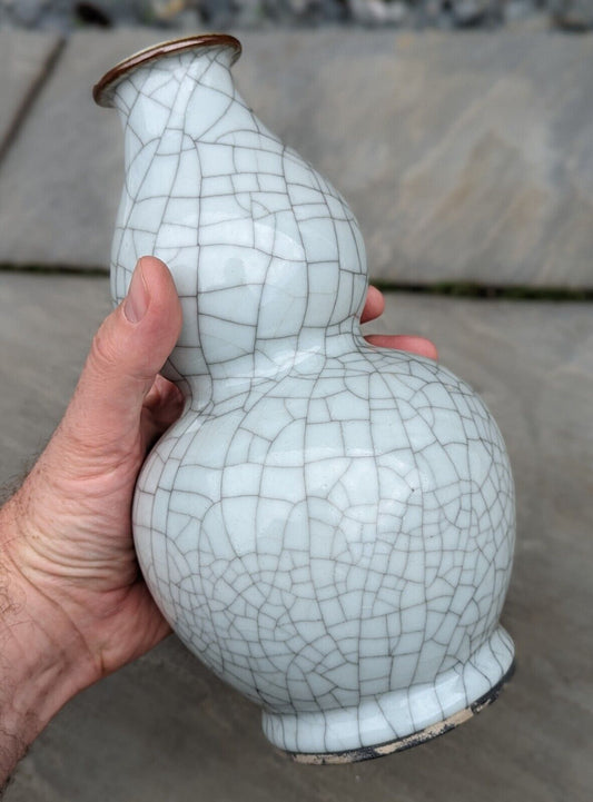 Antique Chinese porcelain crackle glaze (Ge / Guan) double gourd vase, 18th/19th century, Qing - Objets de Vertu