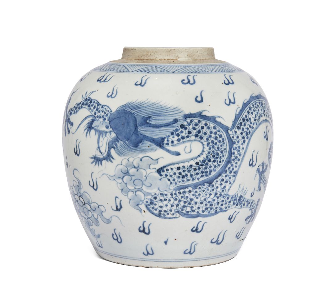 Chinese Porcelain Blue and White Dragon Ginger Jar, Late Kangxi Period - Objets de Vertu