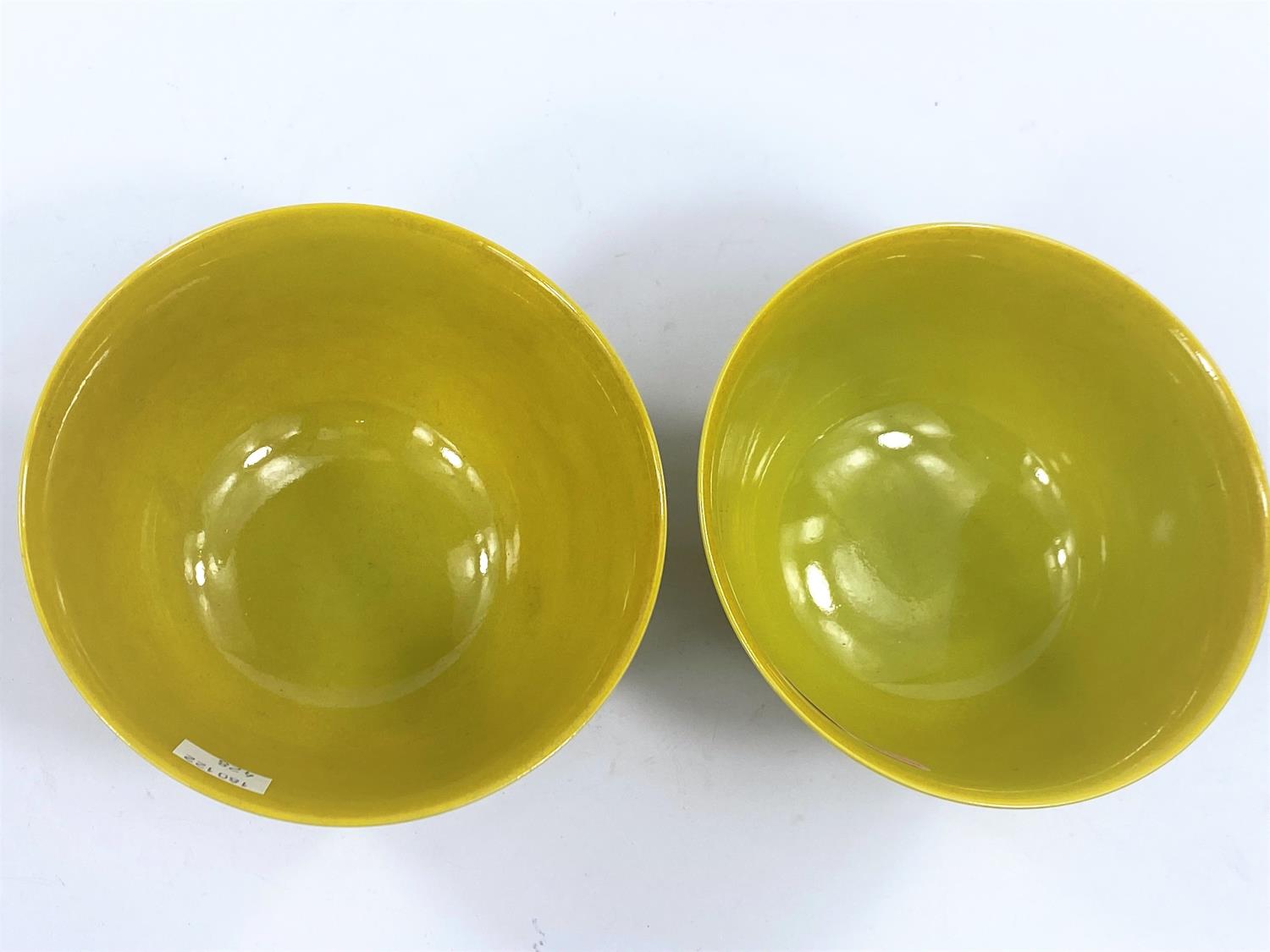 Pair of Chinese Imperial Yellow Rice Bowls, on Hardwood Stands - Objets de Vertu